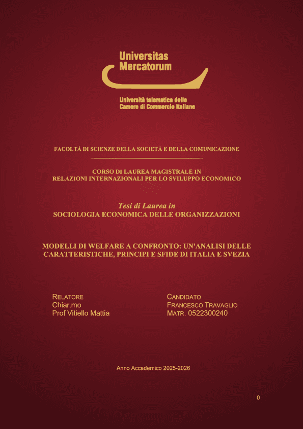 Copertina tesi: Modelli di welfare a confronto: un'analisi delle caratteristiche, principi e sfide di Italia e Svezia